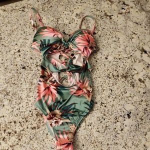 High Waisted Floral One Piece